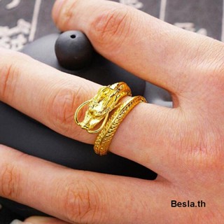 【Besla.th1】แหวนคู่รัก รูปมังกร และนกฟินิกซ์ ชุบทอง ปรับได้