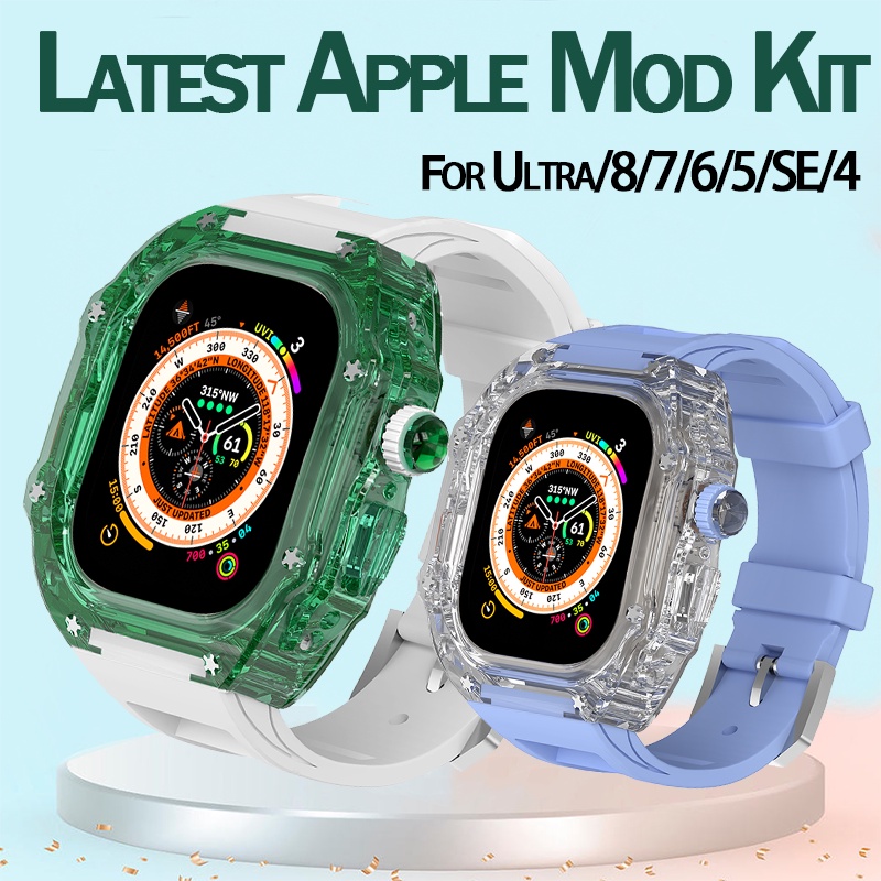 สายนาฬิกาข้อมือซิลิโคน แบบใส สําหรับ Apple Watch 49 มม. 45 มม. 44 มม. iWatch Series Ultra 8 7 6 5 4 SE