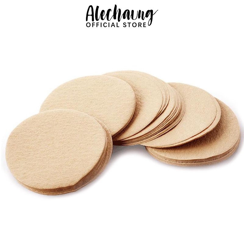 Alechaung กระดาษดริป coffee filter paper กระดาษกรองกาแฟ ที่กรองกาแฟ กลม 100 แผ่น แบบหนา วัสดุธรรมชาติ ปลอดภัย