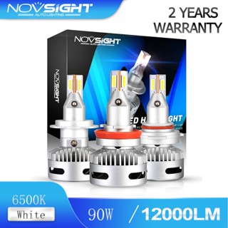 Novsight N26 9005 9012 H11 H7 H4 หลอดไฟหน้ารถยนต์ LED D1 D2 D5 12000LM 90W ขนาดเล็ก สว่างมาก คุณภาพสูง สีขาว 2 ชิ้น