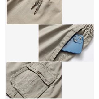 กางเกงขาสั้นผู้ชาย เอวยางยืด กระเป๋ามีซิป ไซส์ XL-5XL สไตล์เรียบง่าย ใส่สบาย ผ้าคอตตอนอย่างดี