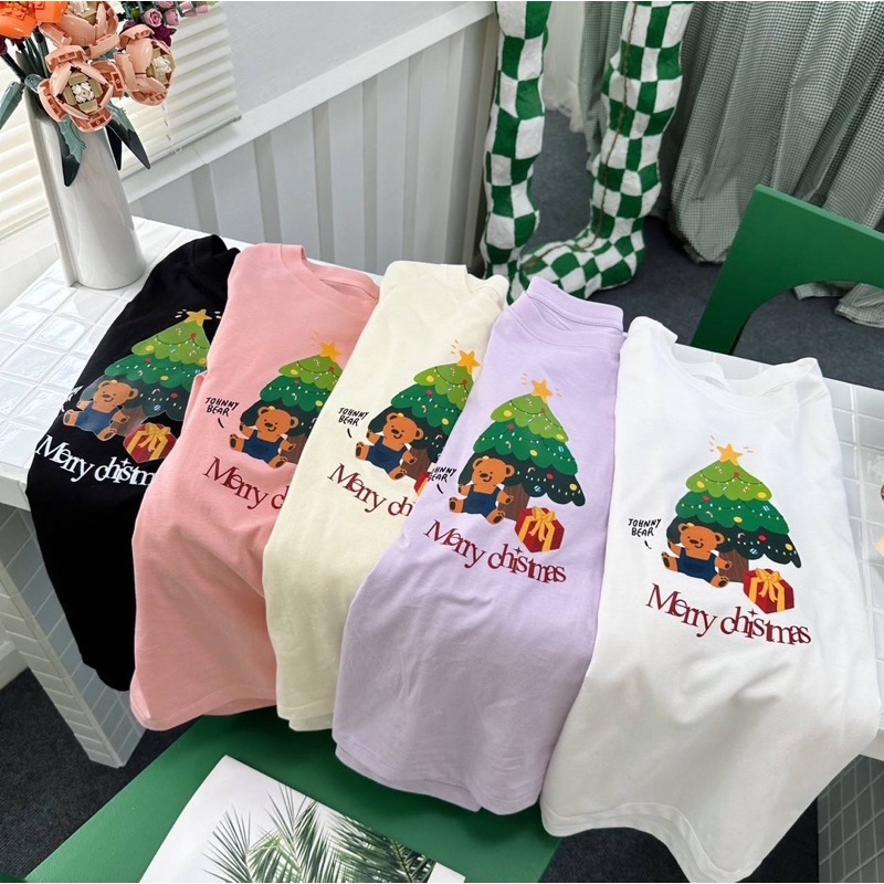 Sugarbeetshop | F62 สกรีนต้น Chrismas เขียว เสื้อโอเวอร์ไซต์ oversize เสื้อยืดผ้า cotton