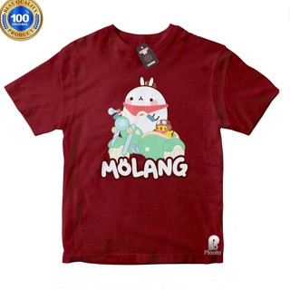 เสื้อท็อป ผ้าฝ้าย พิมพ์ลายตัวอักษร UNISEX MOLANG สําหรับเด็ก (ฟรีชื่อ)