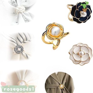 Rosegoods1 Camellia หัวเข็มขัดผ้าพันคอ ผ้าไหม อเนกประสงค์ หรูหรา