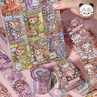 Peach Girl figures fashion wear matching PET tape stickers   Diary Scarpbooking DIY Decoration Tape