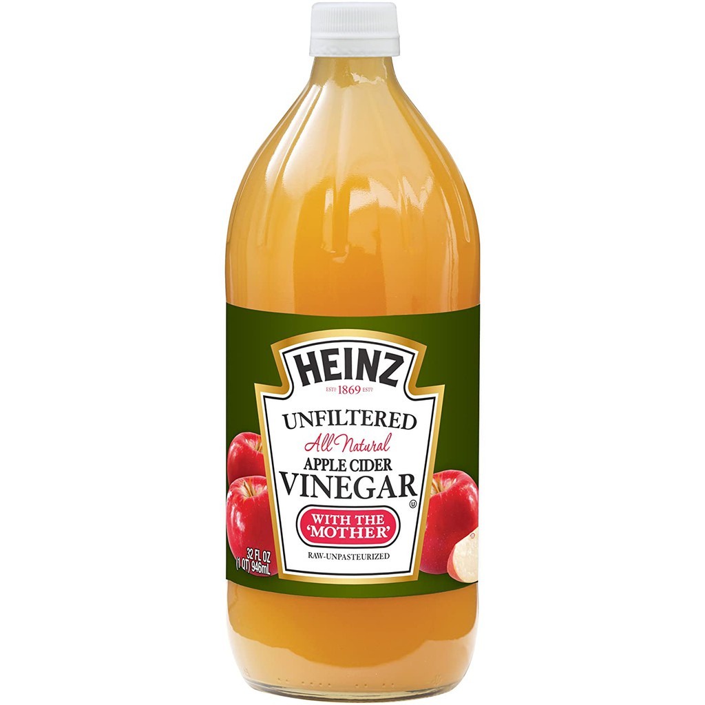 KETO/CLEAN ACV ไฮนซ์น้ำส้มสายชูหมักจากแอปเปิ้ลชนิดไม่ผ่านการกรอง with mother 946มล. Heinz Unfiltered Apple Cider Vinegar