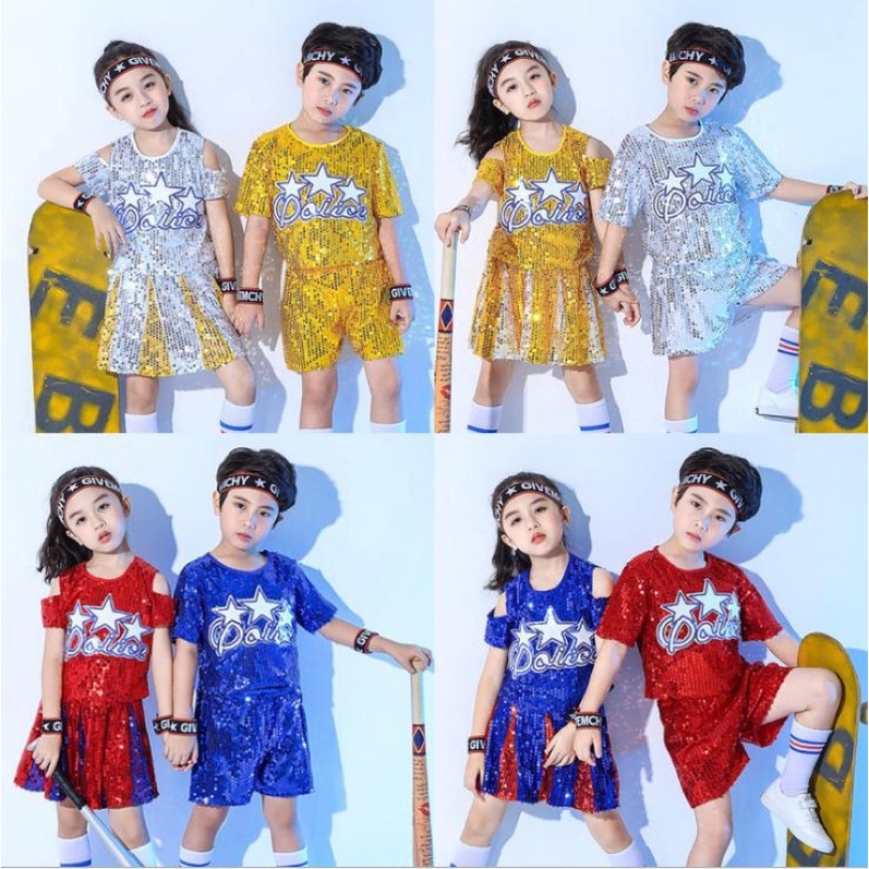 พร้อมส่ง!!!ชุดเต้นครบชุด/ชุดฮิปฮอป/ชุดการแสดงเด็ก