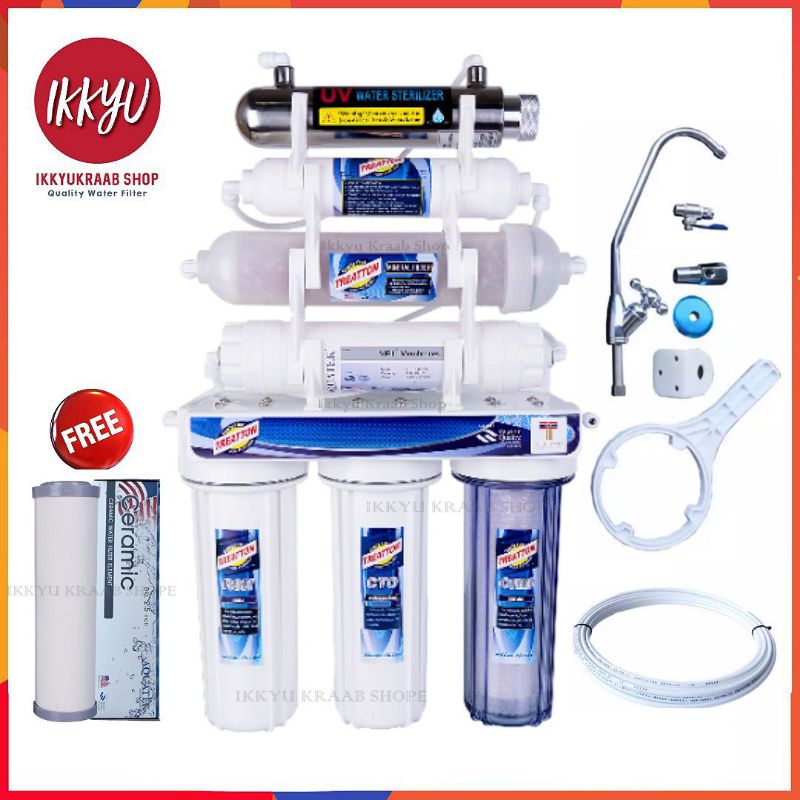TREATTON+UF+UV เครื่องกรองน้ำ 6-7 ขั้นตอน ฟรี ไส้กรอง Ceramic 1 ชิ้น