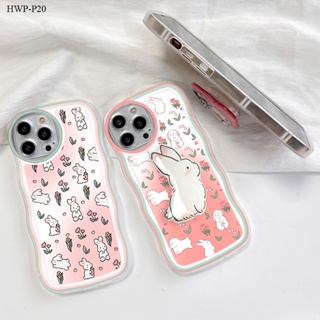 【ฟรี ที่วางโทรศัพท์】Huawei P30 P20 Pro Lite เคสหัวเว่ยสำหรับ Soft TPU Clear Case การ์ตูน Flower Rabbit เคส เคสโทรศัพท์ เคสมือถือ เคสนิ่ม Big Wave Shockproof Cover