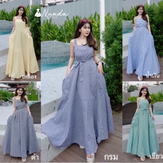 Fashion  young Maxi Dress แม็กซี่เดรสแขนกุด