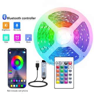 สายไฟ LED RGB เปลี่ยนสีได้ พร้อมรีโมตคอนโทรล 24 คีย์ โหมด 5050 สําหรับตกแต่งห้อง บลูทูธ TV SMD5050