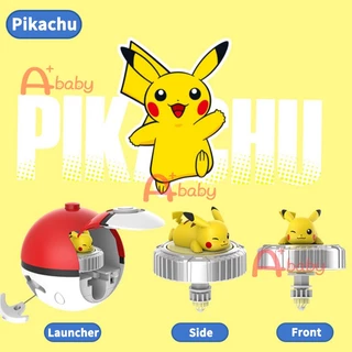 Pokemon Spinning Tops ลูกข่าง ของเล่นฟิกเกอร์ (เบย์เบลด ไจโร ไจโรสโคป) พร้อมฟิกเกอร์ PokeBall Launcher (Pikachu Eevee Squirtle Charmander Mew)