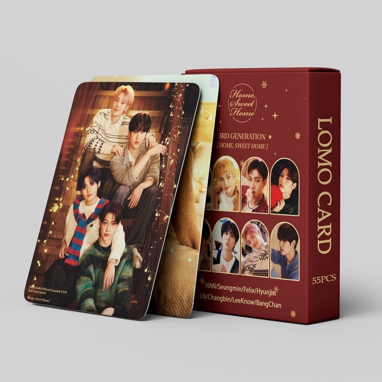 LOMO CARD การ์ดโลโม่ แบบ 2 ด้าน โฟโต้การ์ด สเตรย์คิดส์ Stray Kids 'Home Sweet Home' 55 ชิ้น/กล่อง ขนาดรูป 8.7×5.7 ซม.