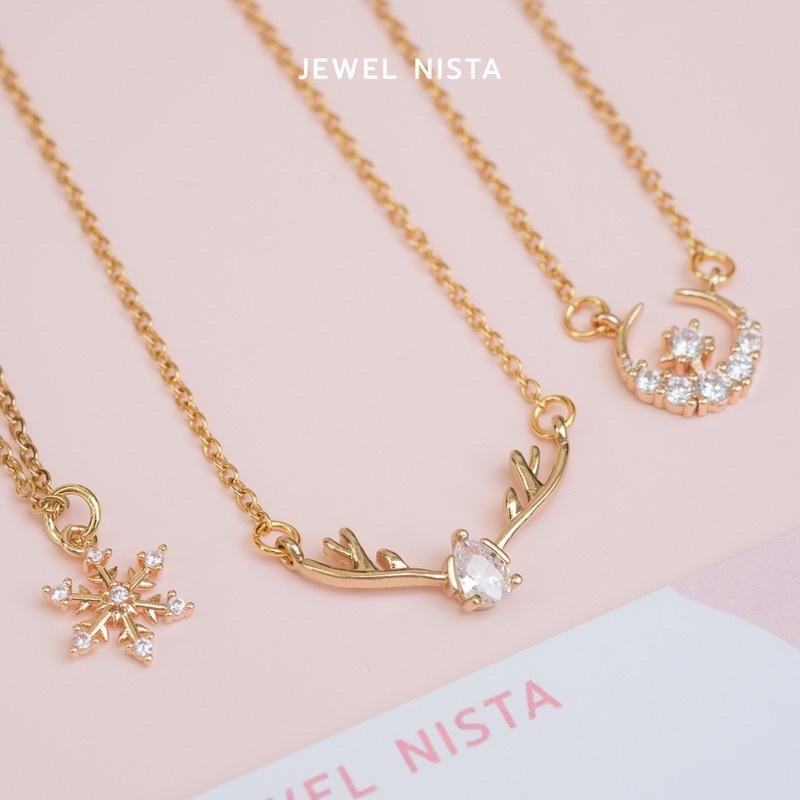 snowflake, reindeer, lunar necklace สร้อยคอจี้เกล็ดหิมะ, กวางเรนเดียร์, พระจันทร์