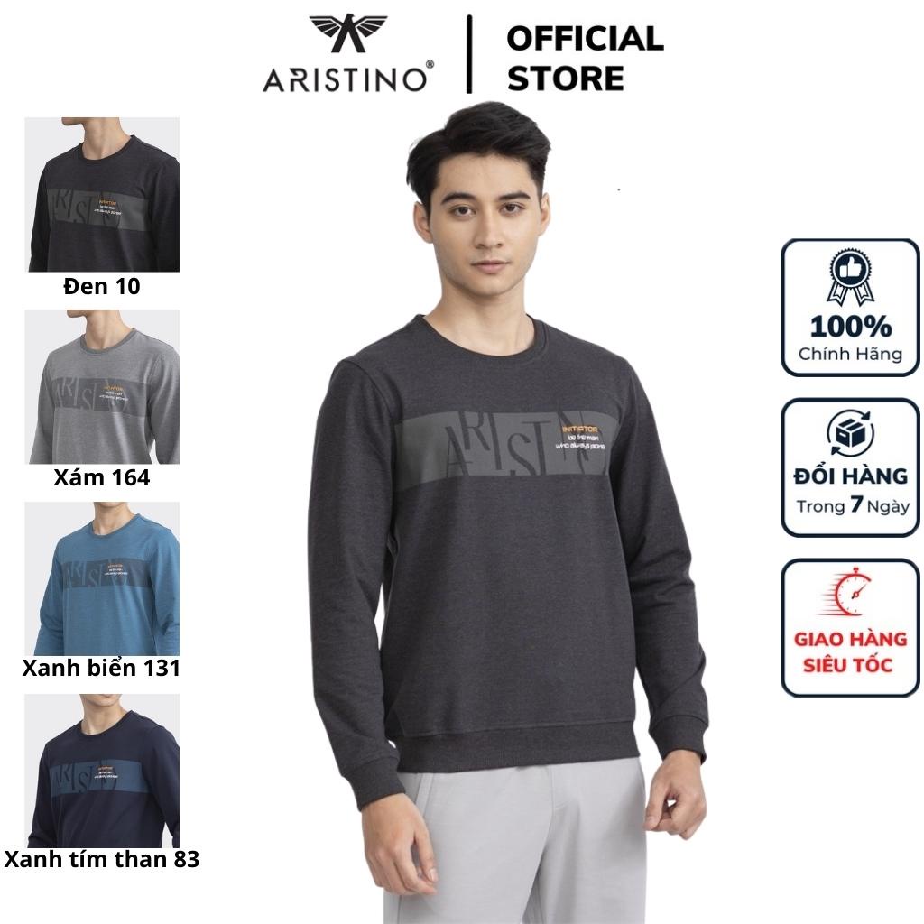 Arisino ASW009W2 เสื้อสเวตเตอร์แขนยาวผู้ชาย สีทึบ พิมพ์ลายตัวอักษร ผ้าคอตตอนคุณภาพสูง ทรงหลวม คอกลม 
