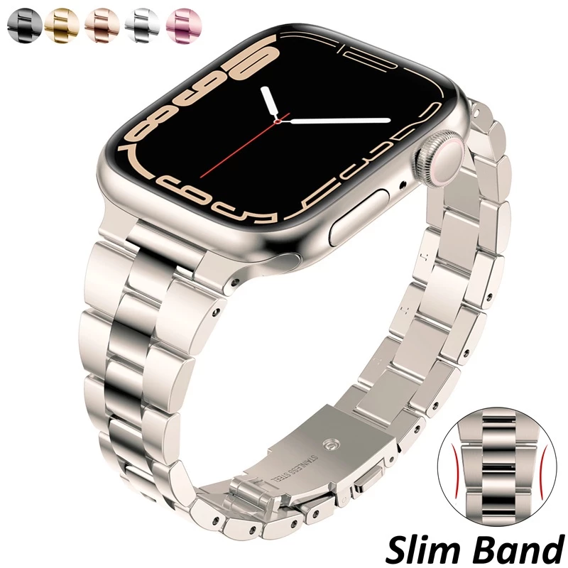 สายนาฬิกาข้อมือ สเตนเลส หรูหรา แบบเปลี่ยน สําหรับ Apple Watch Series 8 7 6 5 4 3 2 1 SE iwatch Band 38/40/41/42/44 มม. 45 มม. 49 มม.