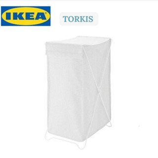 TORKIS ทอร์คิส ตะกร้าผ้า, สีขาว/เทา, 90 ลิตร lKEA