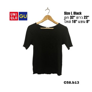 เสื้อแขนสั้นสีดำ size L brand GU C57.b13