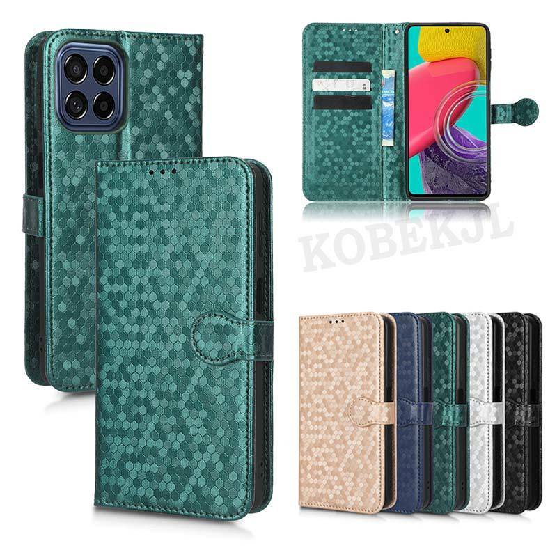 Samsung Galaxy M53 5G Case Flip Polka Dot PU Leather Wallet Card Slot Phone Cover Samsung M53 Samsun