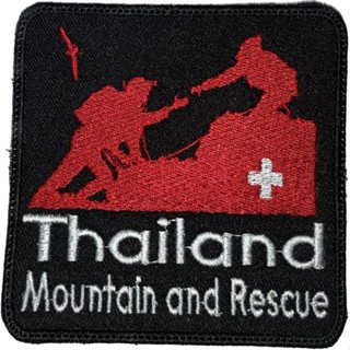 อาร์มปัก Mountain and Rescue สี่เหลี่ยม พร้อมติดตีนตุ๊กแก