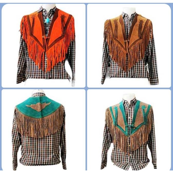 เสื้อคลุมคาวบอย หนังแท้ สไตล์โบฮีเมียน แต่งพู่ ฟรีไซส์ Bohemian Jacket