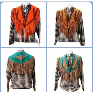 เสื้อคลุมคาวบอย เสื้อคุลมหนังแท้ เสื้อคลุมโบฮีเมียน  แต่งพู่ ฟรีไซส์ Bohemian Jacket