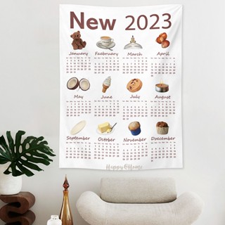 พร้อมส่ง ปฏิทิน2023 calendar ปฏิทินผ้า ผ้าแขวนผนัง พรอพตกแต่ง มินิมอล ลายขนมปัง กาแฟ เค้ก