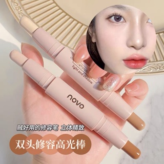 5494 NOVO Contour Hightlight โนโวเฉดดิ้ง ไฮไลท์ คอนทัวร์ เนื้อครีม แบบแท่ง 2 หัว ปกปิดรอยสิว รอยคล้ำ หน้ามีมิติ ติดทน กันน้ำ กันเหงื่อ