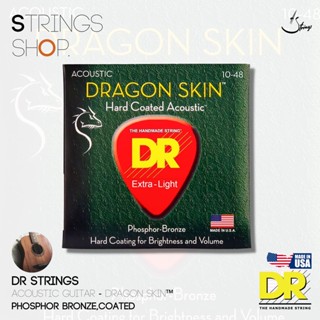 สายกีตาร์โปร่ง DR Strings Dragon Skin™ - Clear Coated Acoustic Guitar Strings(DSA-10/12,DSA-11,DSA-12,DSA-2/11,DSA-2/12)