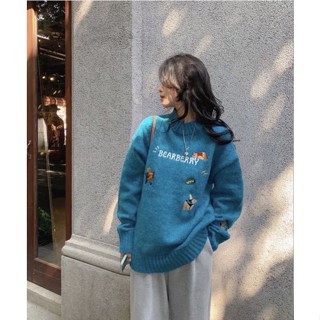 ✨💫New Arrials 💫✨💘Update By Unique 💘สินค้านำเข้า sweater ไหมพรมแขนยาวลาย Winnie The Pooh 🐻‍❄️ทรง over size รุ่นนี้………