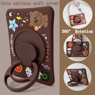 Rotate the bracket 360° Covers iPad 10 9 Gen8 Gen7 10.2 2019 Gen9 Gen10 Air5 Air4 10.9 Pro 11 2022 2018 10.5 9.7 2017 Air 5 4 3 2 1 mini 6 mini6 mini5 Cute Cartoon bear TPU Silicone case ตัวป้องกัน