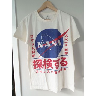 เสื้อยืดสีขาวผู้ชาย เสื้อคนอ้วน เสื้อยืดสีขาวเสื้อยืด NASA Japan T-shirt สกรีนหน้าหลังS-4XL เสื้อยืด_54