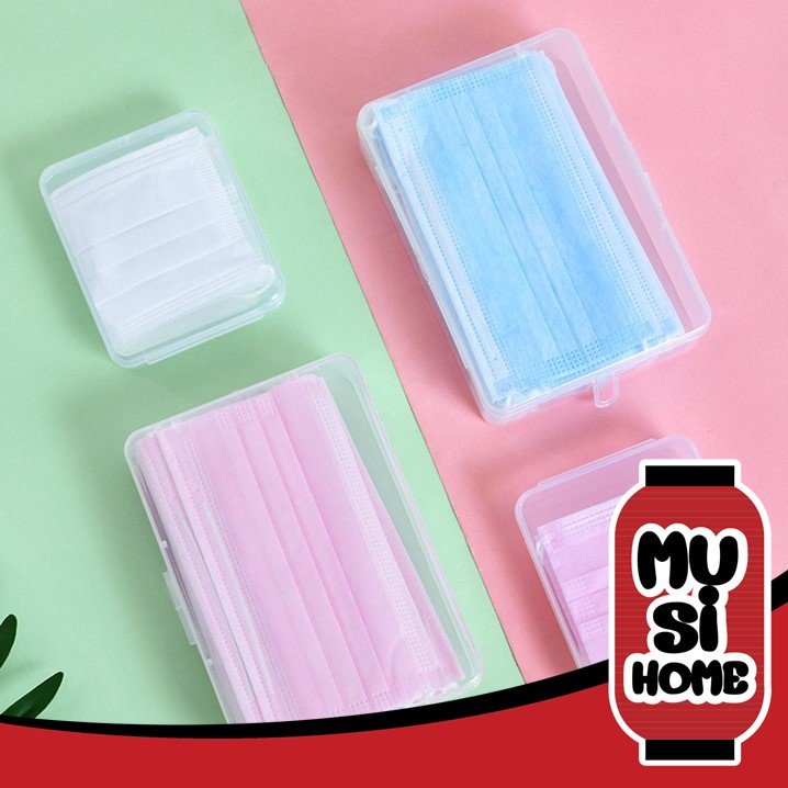 MUSI.HOME【ราคาถูก】 กล่องเก็บแมส กล่องใส่หน้ากากอนามัย กล่องพาสปอร์ต สไตล์มินิมอล พกพา กล่องใส่แมส กล่องใส กันเปื้อน P24