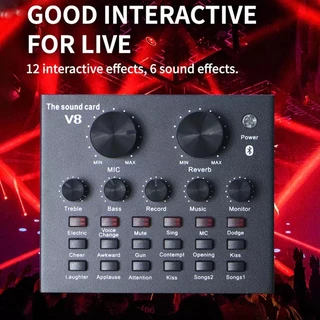 ซาวด์การ์ดเสียง V8 Sound card มีบลูทูธ เกรดA ซาวด์การ์ดเสียงV8 อุปกรณ์สตรีมเมอร์ อุปกรณ์ทำเพลง