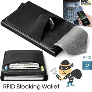 &lt;7 สี พร้อมส่ง&gt; กระเป๋าสตางค์ ใส่บัตรเครดิต RFID ป๊อปอัพ อัตโนมัติ แบบอะลูมิเนียม