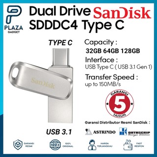 Flashdisk SANDISK OTG USB TO TYPE C Dual Drive Luxe SDDDC4 32GB 64GB 128GB Sandisk Garansi Resmi 5 Tahun