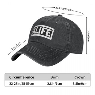 Alife พร้อมส่ง หมวกเบสบอล ผ้าฝ้าย 100% ผ้ายีน ลายโลโก้ปีกโค้ง ปรับขนาดได้ เข้ากับทุกการแต่งกาย สําหรับผู้ชาย และผู้หญิง