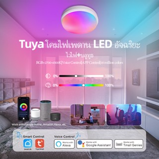 Tuya โคมไฟติดเพดาน WiFi บลูทูธ 20W 30W หรี่แสงได้ RGB + CCT