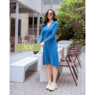 MM6254👗V-neck Knitting Maxi Dress แต่งทวิสด้านหน้า เนื้อผ้าทิ้งตัว ใส่แล้วดูผอมมากๆนะคะ เนื้อผ้านุ่มใส่สบายมากค่ะ