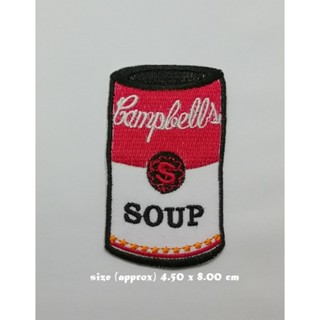 Campbell Soup ตัวรีดติดเสื้อ แจ๊คเก็ต อาร์ม  ยีนส์ Hipster Embroidered Iron on Patch  DIY