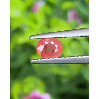 พลอย ชมพู ส้ม Pink Orange Sapphire 0.80 กะรัต (Cts.) พลอยแท้ อัญมณีมงคลประจําวันเกิด เครื่องประดับพลอย