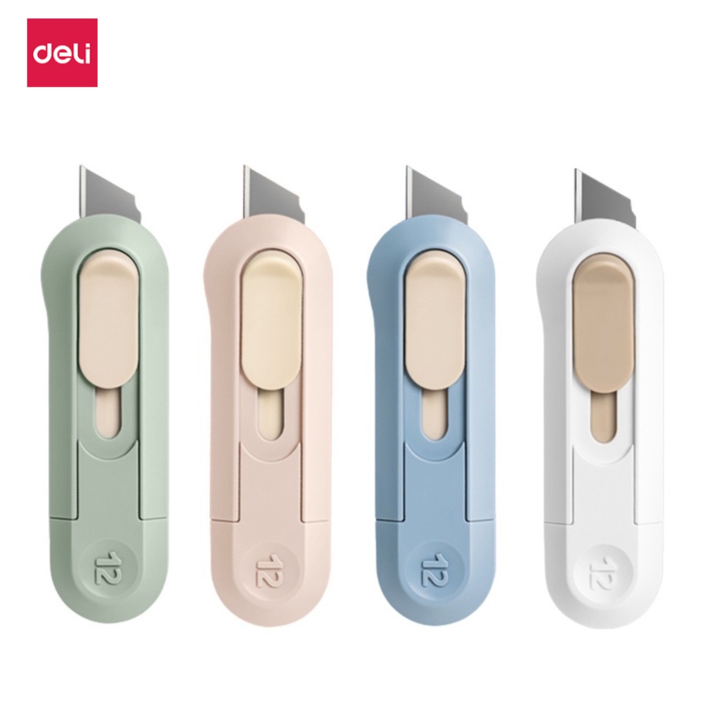 Deli คัตเตอร์จิ๋ว คัตเตอร์พกพา ที่ตัดกระดาษ ใบมีดคม sk5 เครื่องเขียน 4 สี Cutter