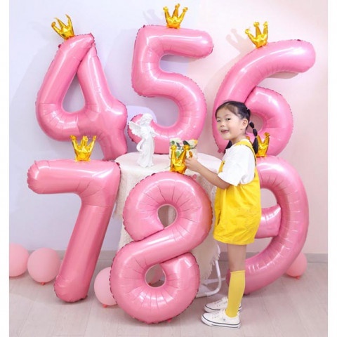สีชมพู Number 0-9 balloon บอลลูนตัวเลข (ขายเป็นชิ้น)(TOY630)