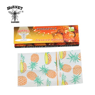 กระดาษโรล Hornet กลิ่นสับปะรด 78 มม 50 แผ่น/ตลับ 🌿 Hornet Pineapple Flavored Rolling Papers 78mm 50 Leaves