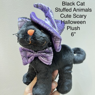 ตุ๊กตา แมวดำ ฮาโลวีน ขนาด6”x6” งานสวย ยืนได้ Black Cat Stuffed Animals Cute Scary Halloween Plush ลิขสิทธิ์แท้