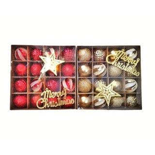 เซ็ท ลูกบอลตกแต่ง 6cm 16Pcs รวม ดาวตกแต่ง ป้ายคริสมาส ต้นคริสมาส คริสมาส Christmas Tree Decoration Balls + Star + Sign