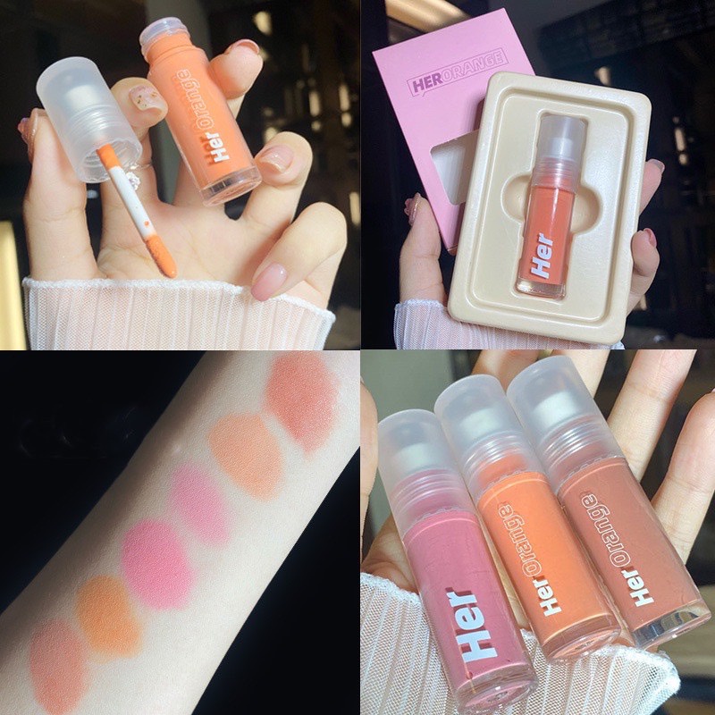 Lip Herorange บลัชออนโทนนู้ด ลิป ทาตาแก้มปาก3in1 บรัชออนเกลี่ยง่ายกันน้ำติดทน