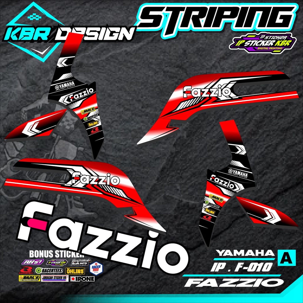 Fazzio Striping สติกเกอร์ Semi Full Trim Striping สติกเกอร์สําหรับ YAMAHA FAZZZIO IP.F.10 รถจักรยานย