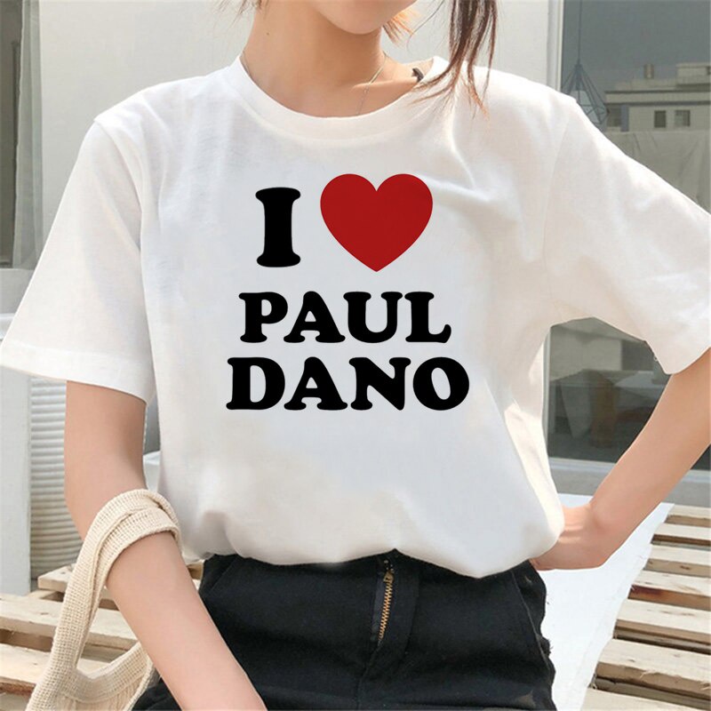 I Heart Paul Dano T เสื้อผู้ชาย Vintage 90S Harajuku Tees กราฟิก Hip Hop Unisex เสื้อการ์ตูนตลก stre