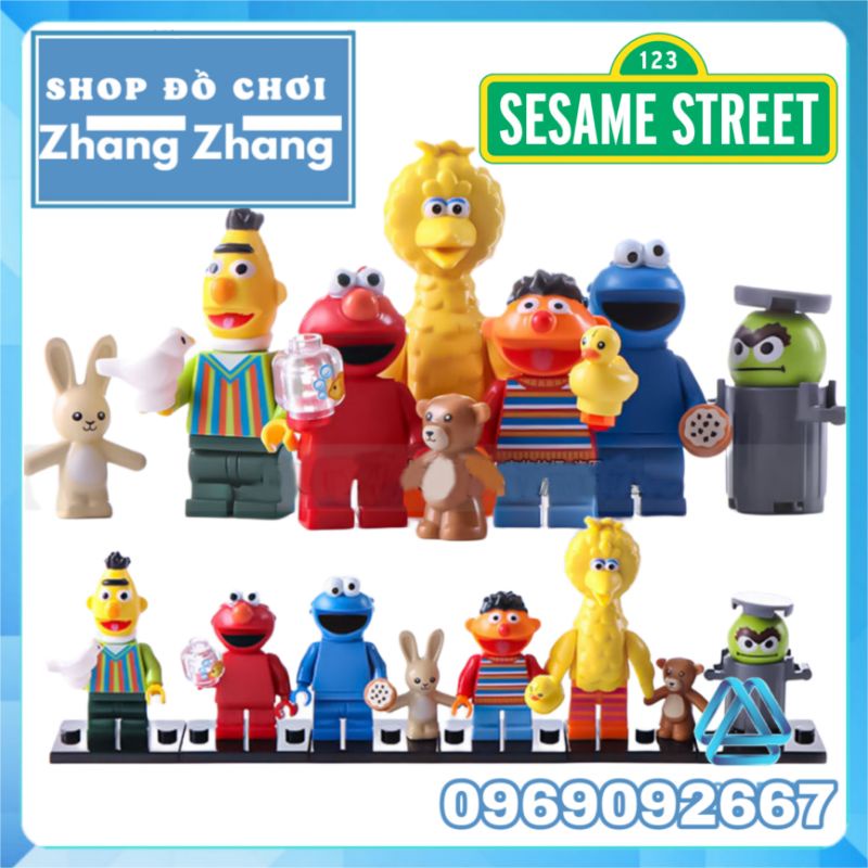ของเล ่ นปริศนา Sesame Street รวมถึง Elmo - Ernie - Cookie Monster - Big Bird - Bert - Oscar the Grouch Minifigures LG1003
